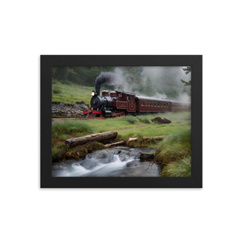 Misty Forest Train - Framed Paintography
