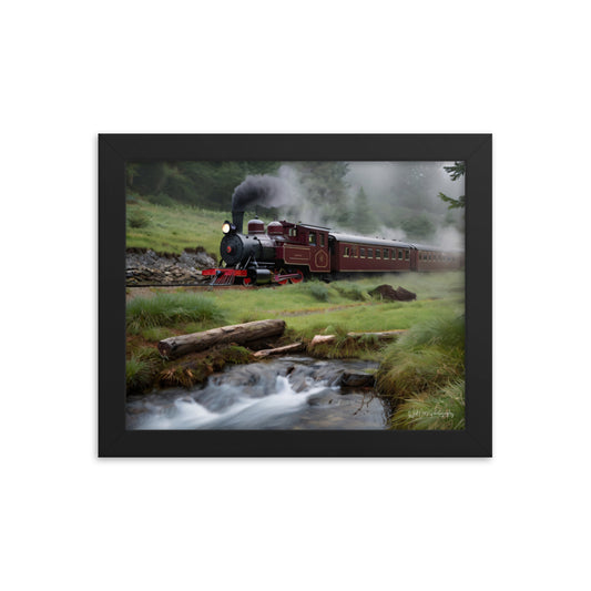 Misty Forest Train - Framed Paintography