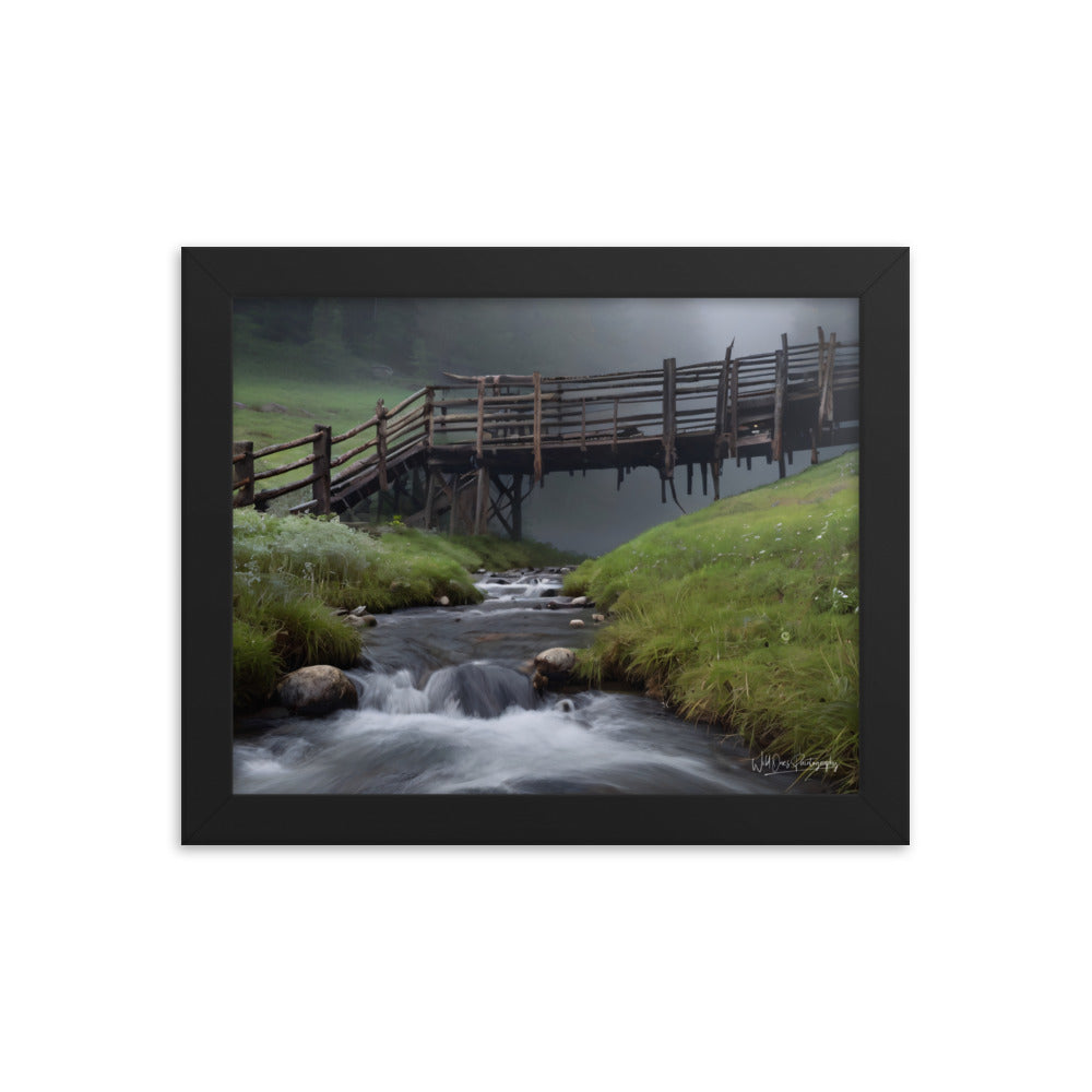 Misty Creek Bridge - Framed Paintography