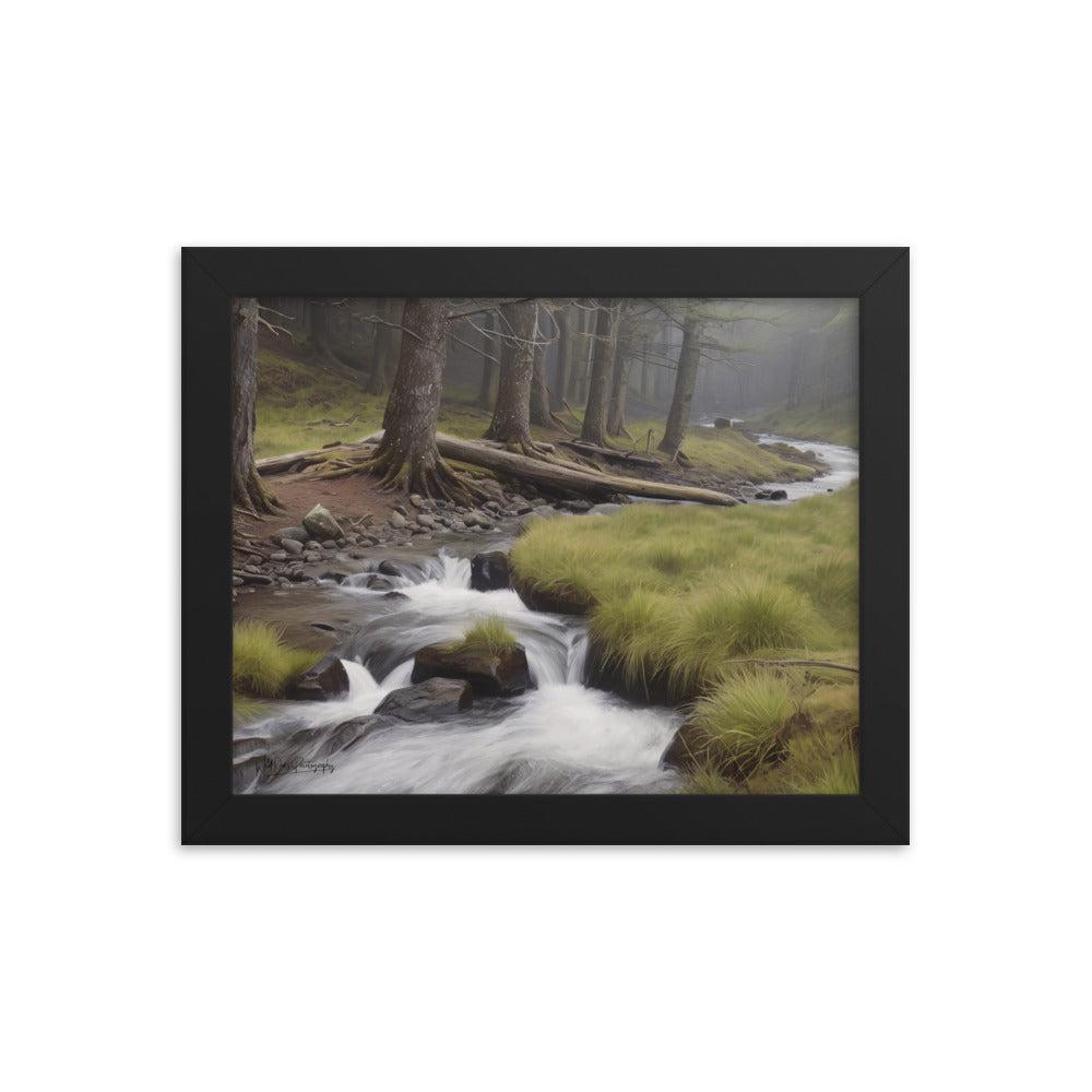 Misty Forest Creek - Framed Paintography