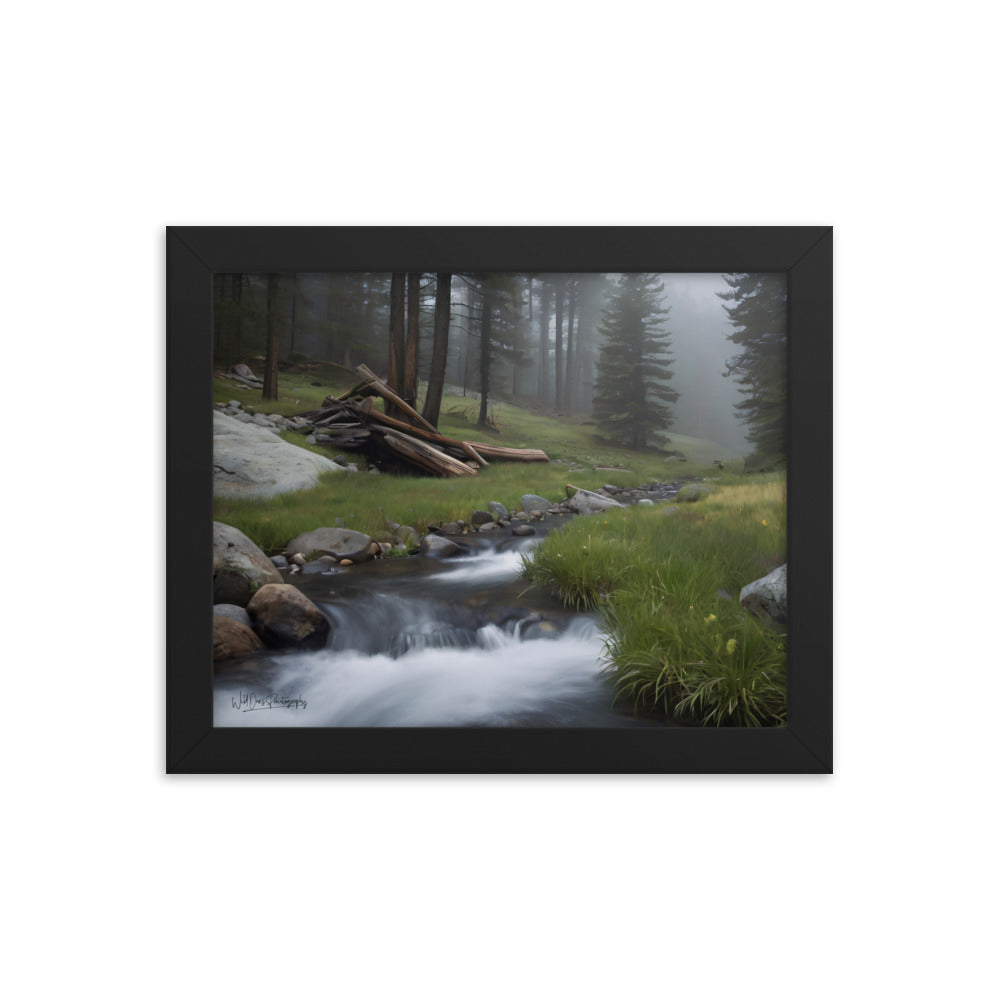Misty Woodland Stream - Framed Paintography