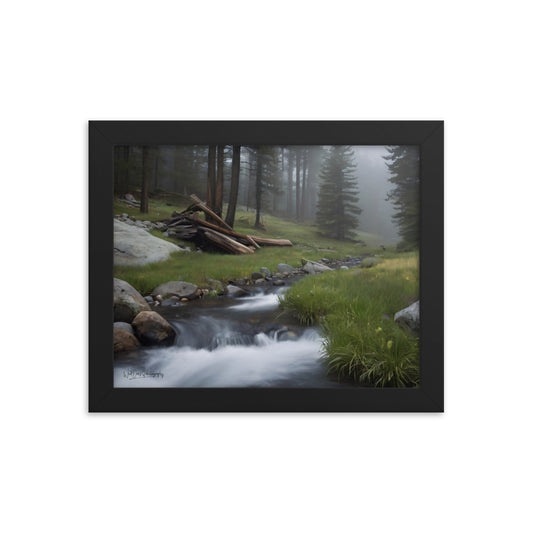 Misty Woodland Stream - Framed Paintography