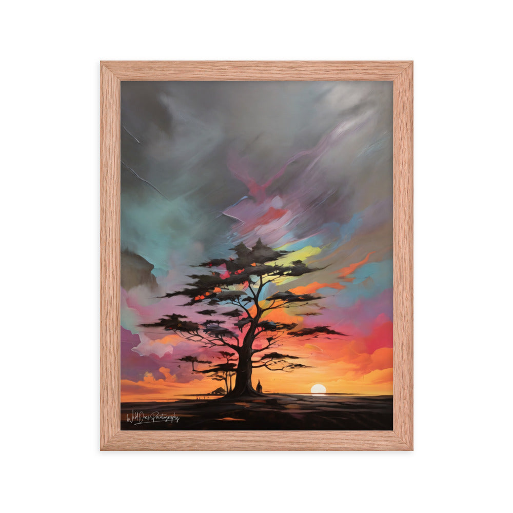 Vibrant Tree Sunset - Framed Paintography