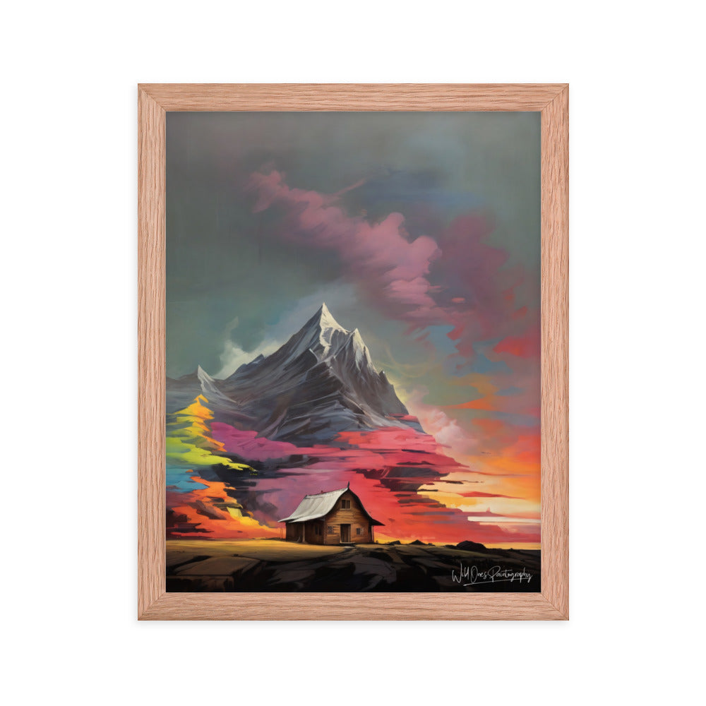 Vibrant Mountain Sunset - Framed Paintography