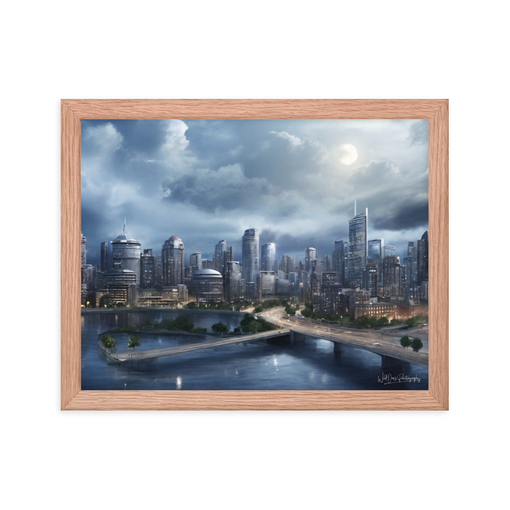 Night City Landing - Framed Paintography