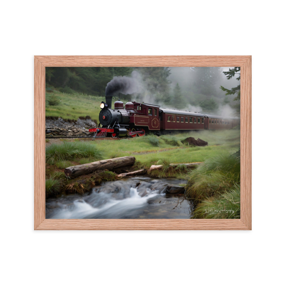 Misty Forest Train - Framed Paintography