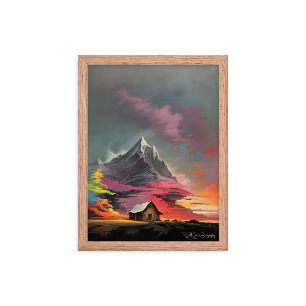 Vibrant Mountain Sunset - Framed Paintography