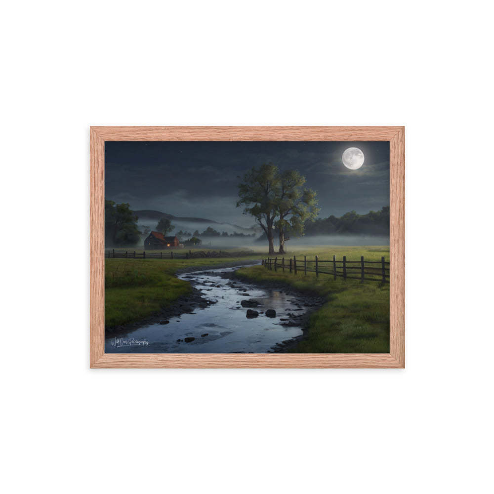 Misty Moon Creek - Framed Paintography