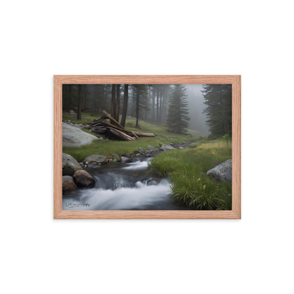 Misty Woodland Stream - Framed Paintography