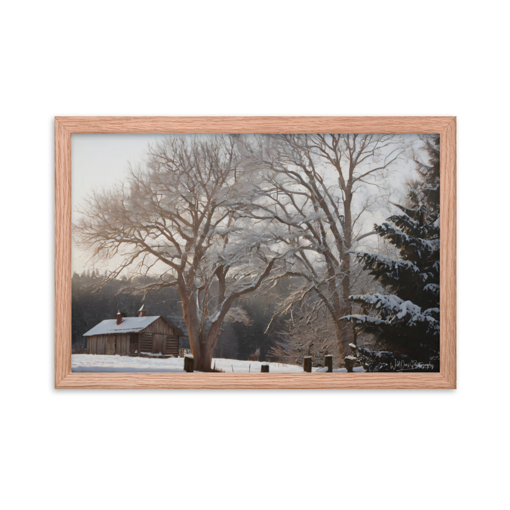 Winter Wonder Cabin - Framed Paintography