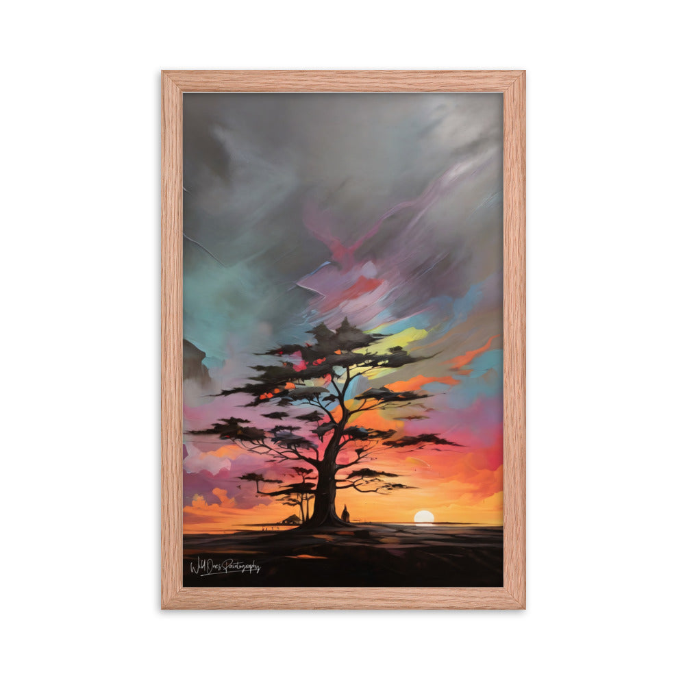 Vibrant Tree Sunset - Framed Paintography