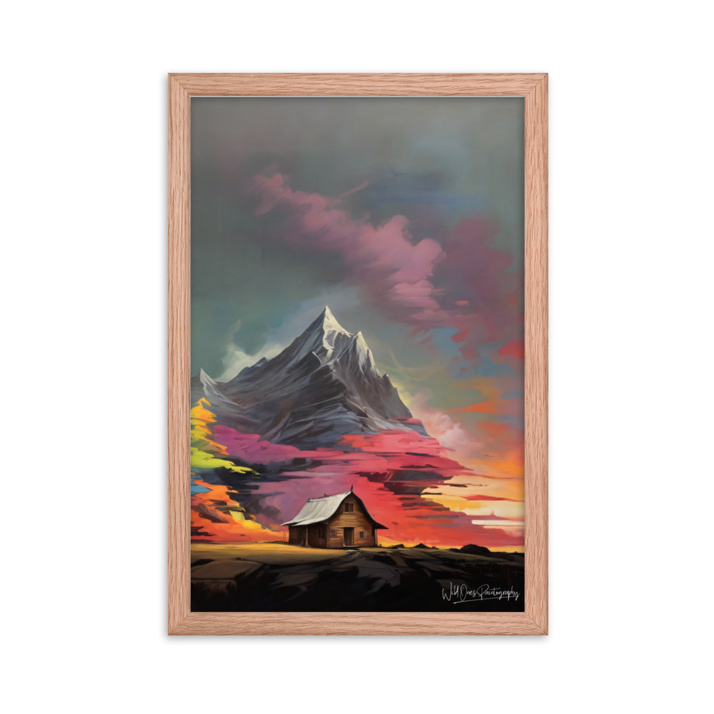 Vibrant Mountain Sunset - Framed Paintography