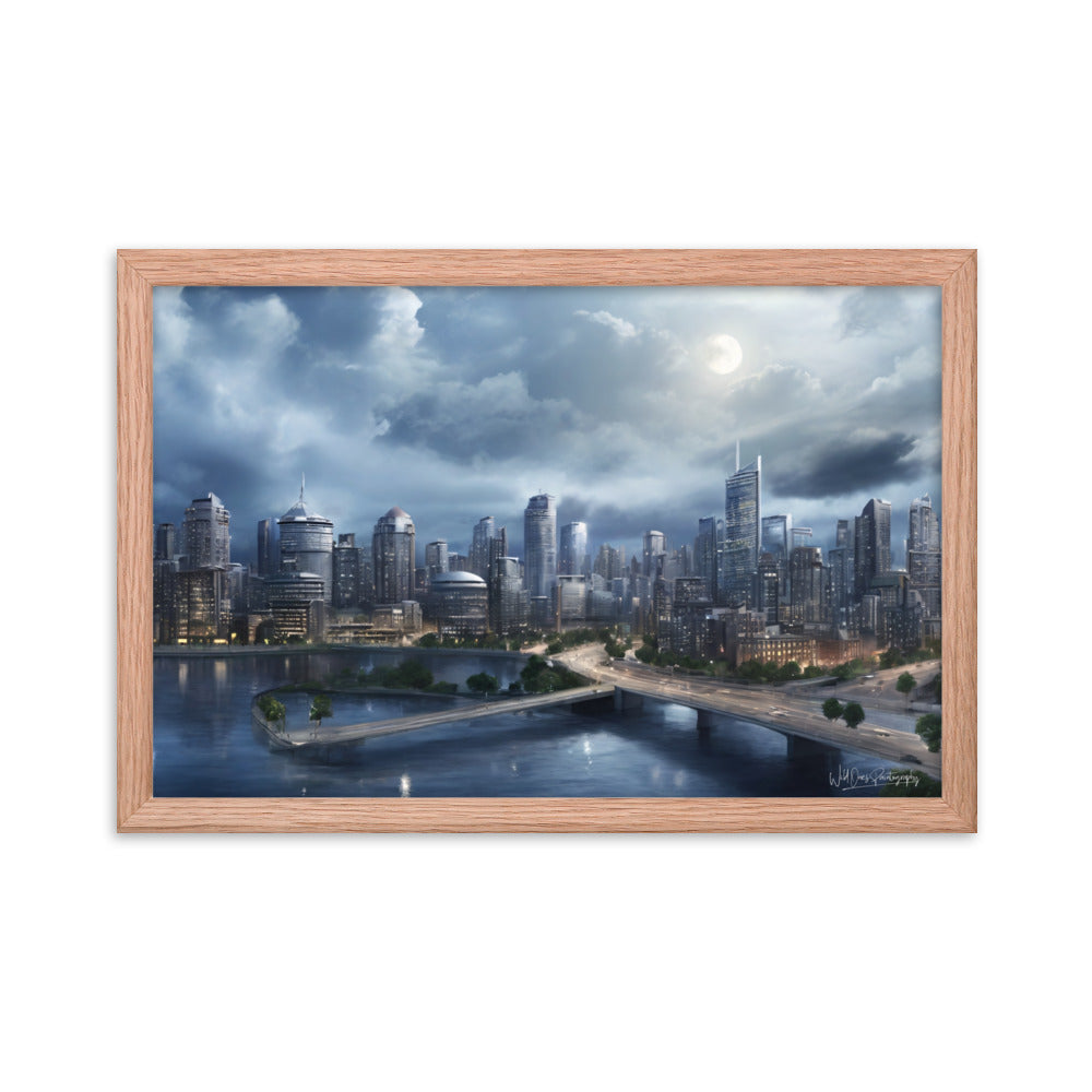 Night City Landing - Framed Paintography