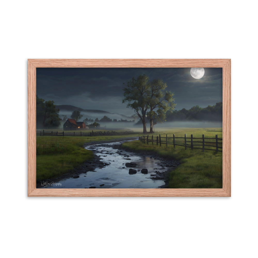 Misty Moon Creek - Framed Paintography