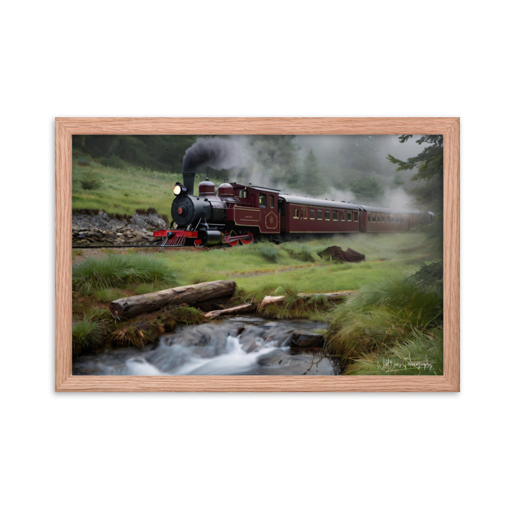 Misty Forest Train - Framed Paintography