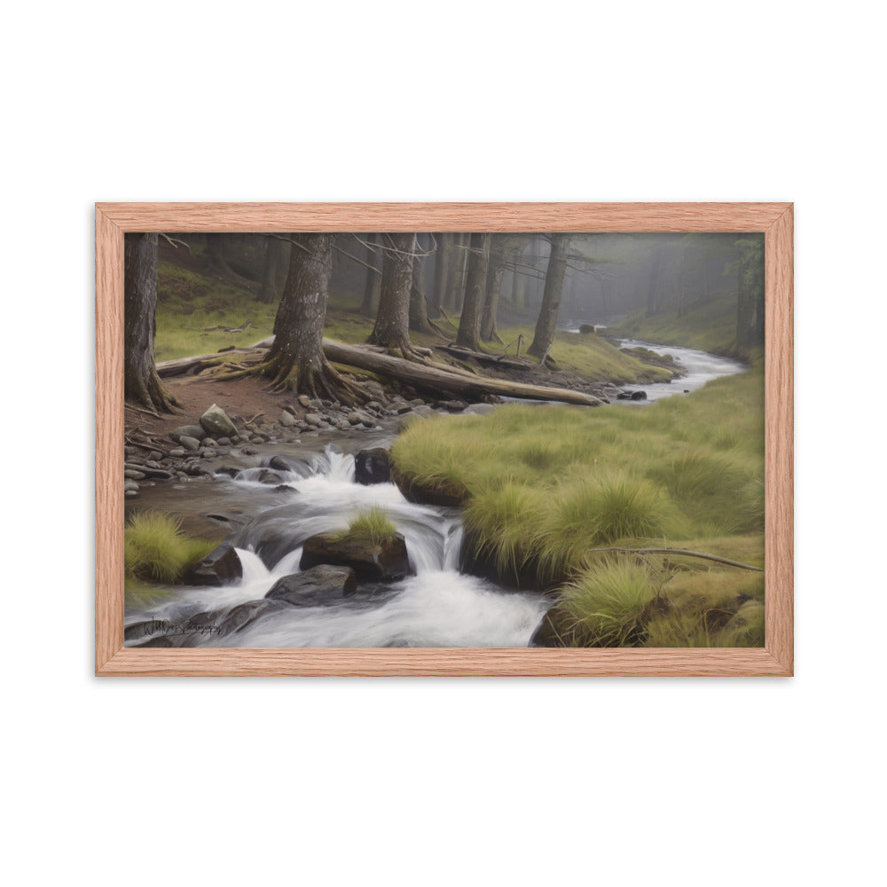Misty Forest Creek - Framed Paintography