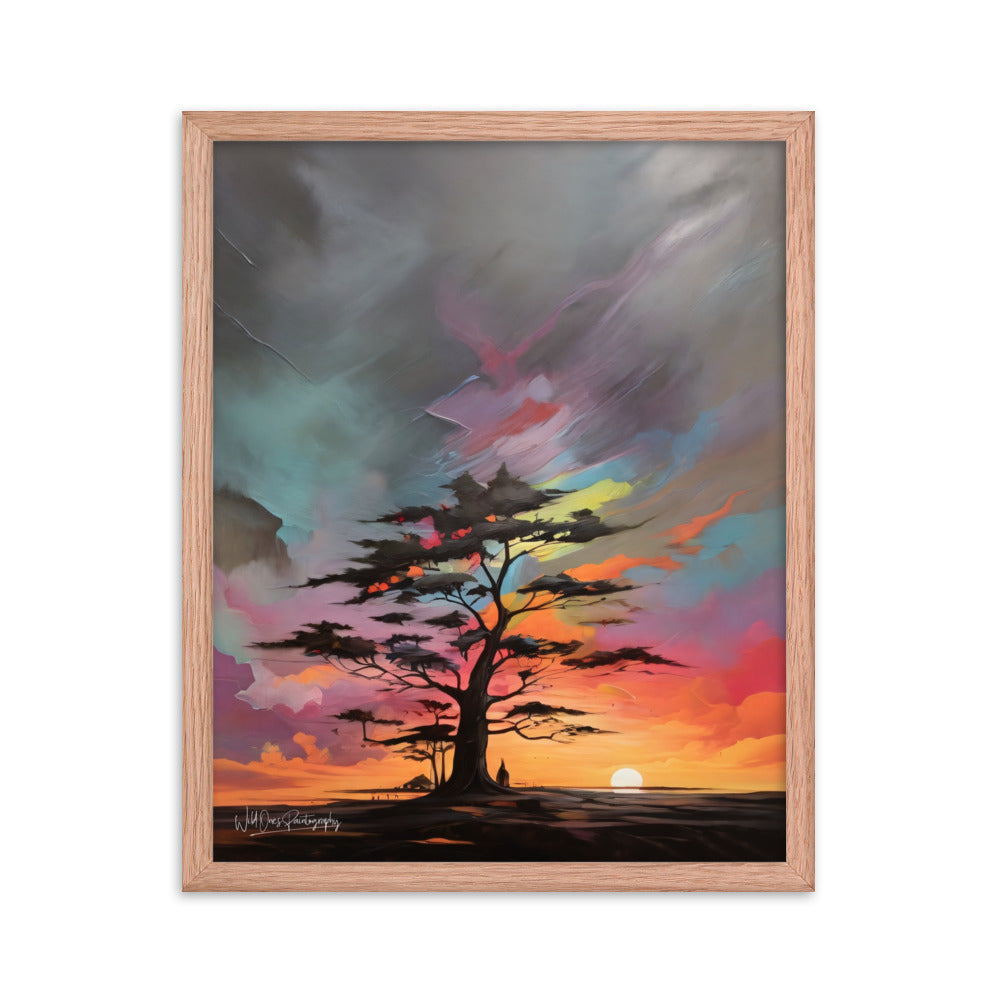 Vibrant Tree Sunset - Framed Paintography