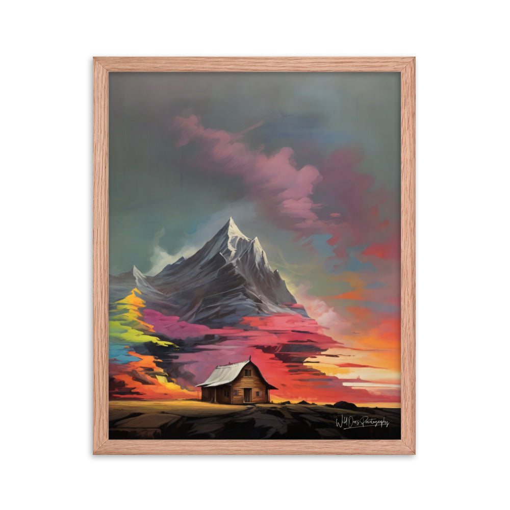 Vibrant Mountain Sunset - Framed Paintography
