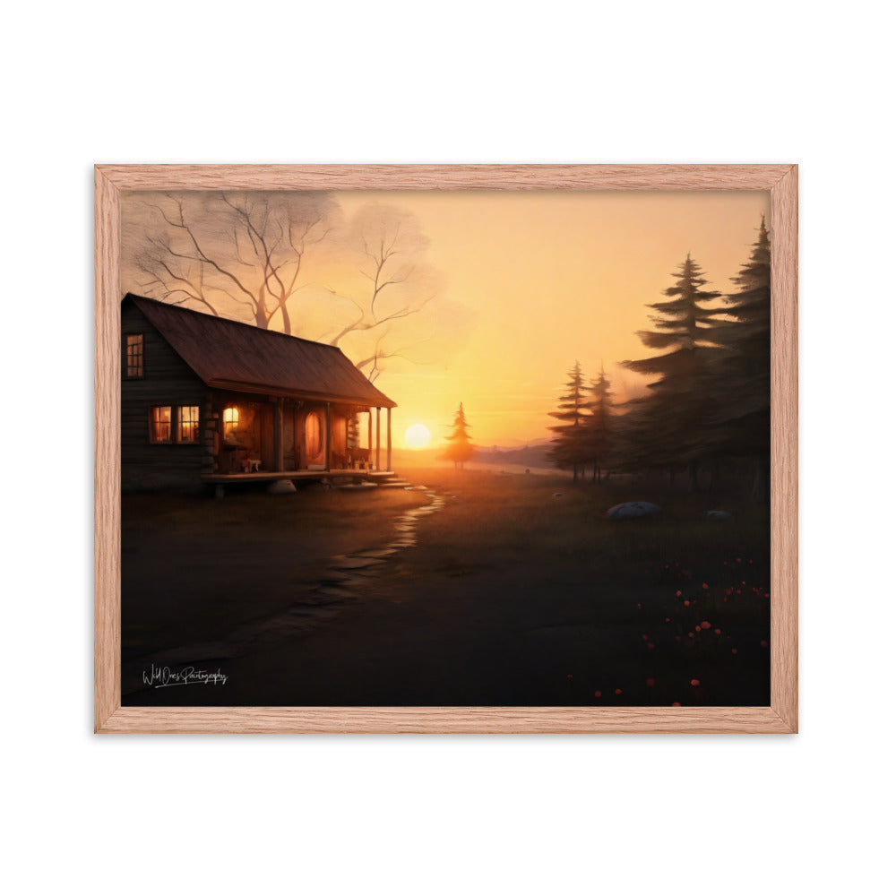 Sunset Cabin - Framed Paintography