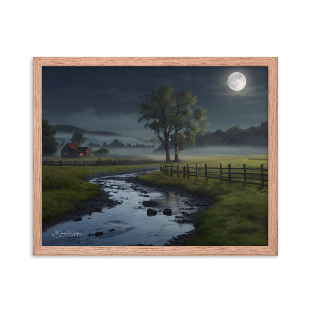 Misty Moon Creek - Framed Paintography
