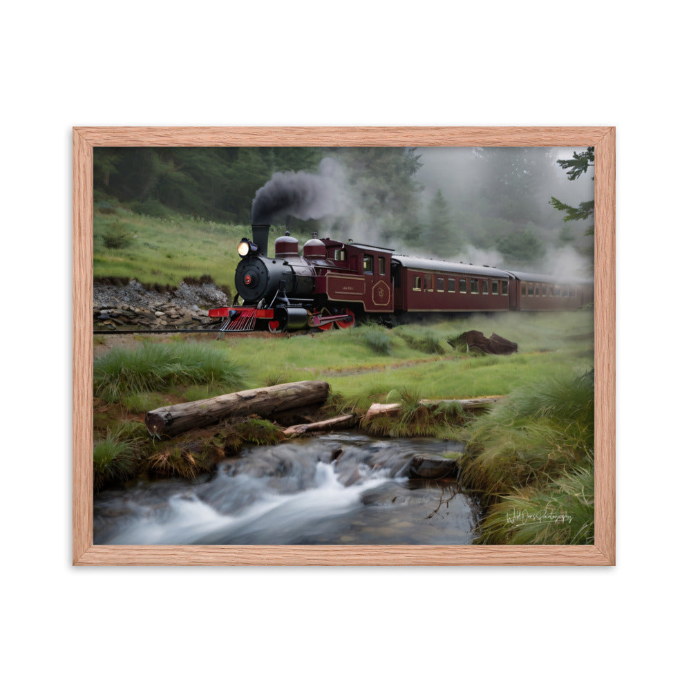 Misty Forest Train - Framed Paintography