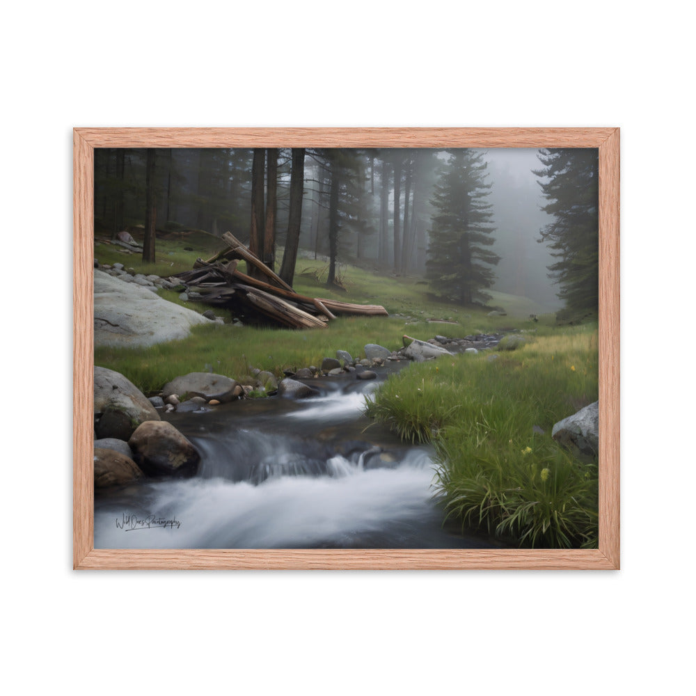 Misty Woodland Stream - Framed Paintography