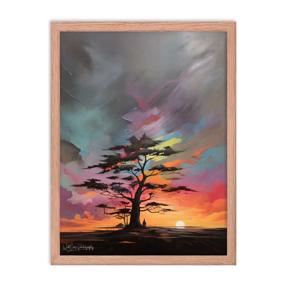 Vibrant Tree Sunset - Framed Paintography