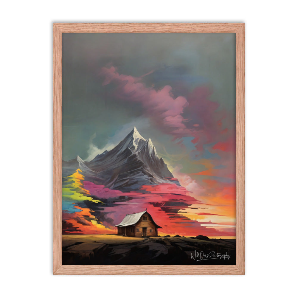 Vibrant Mountain Sunset - Framed Paintography