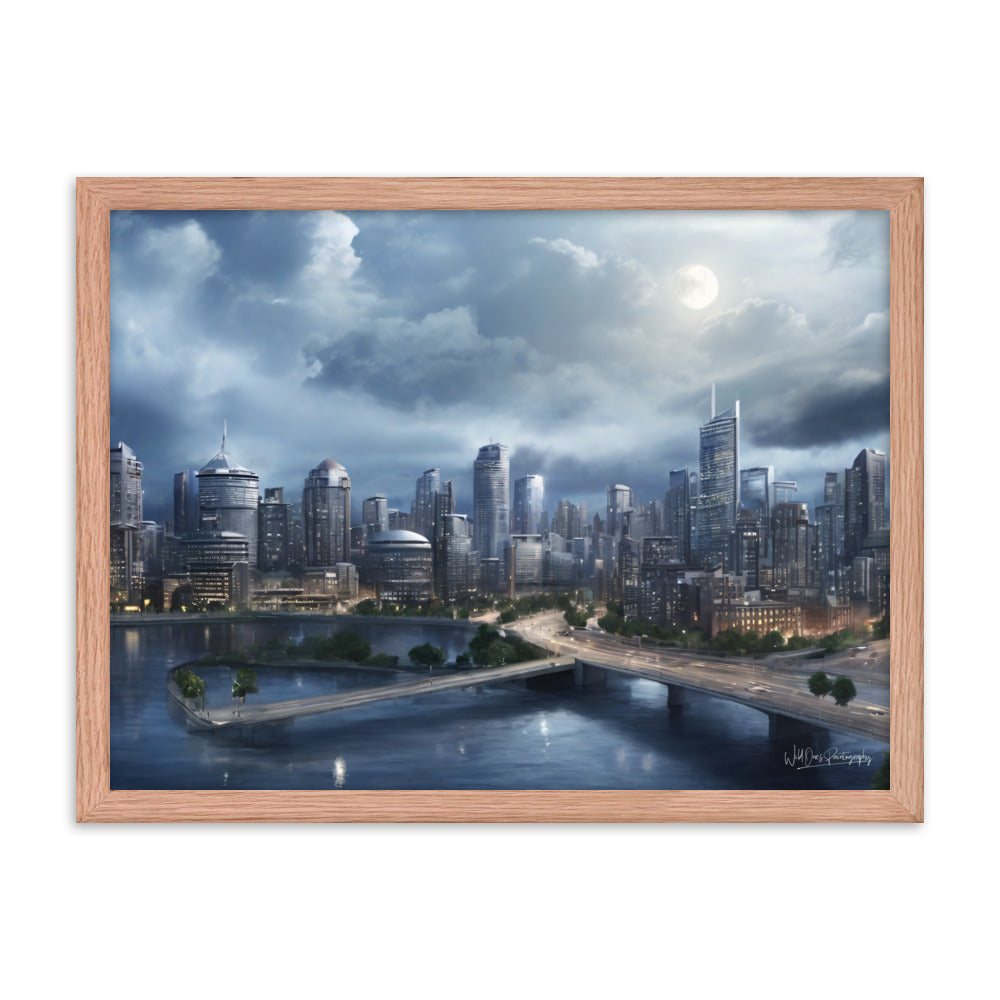 Night City Landing - Framed Paintography