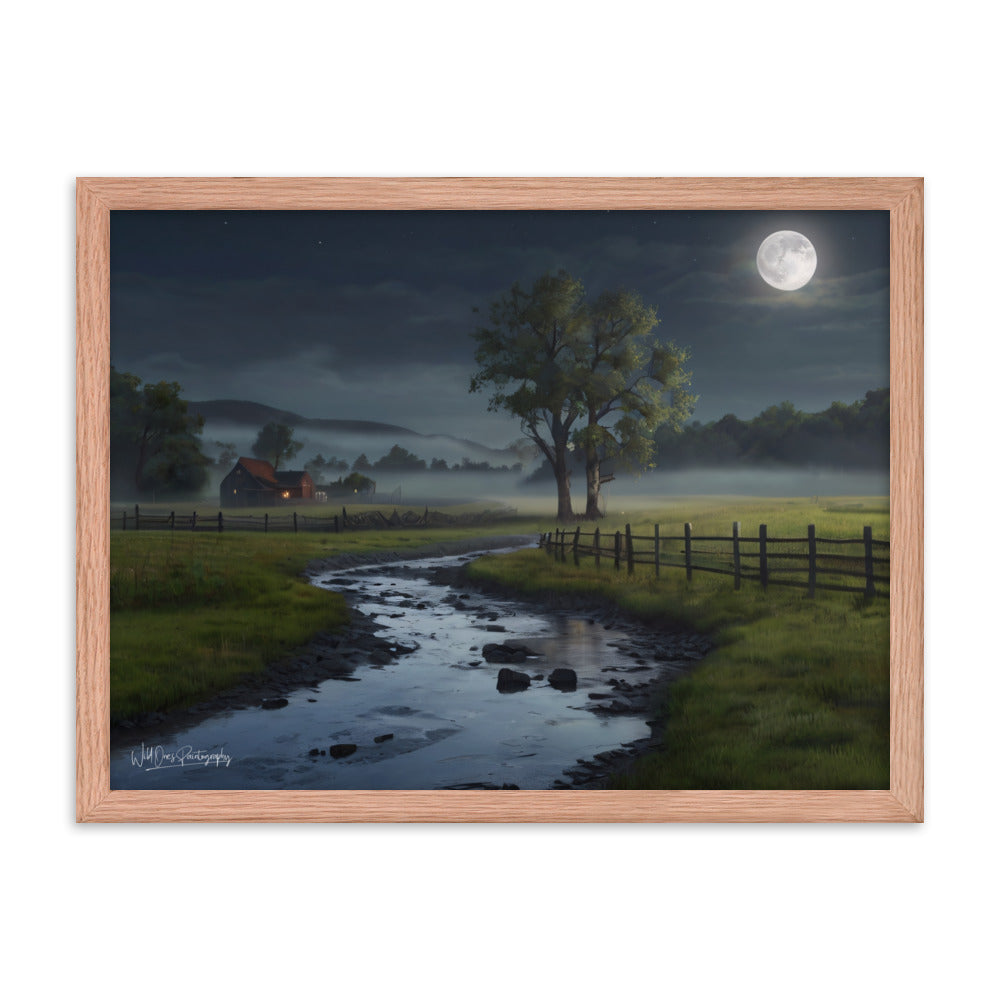 Misty Moon Creek - Framed Paintography