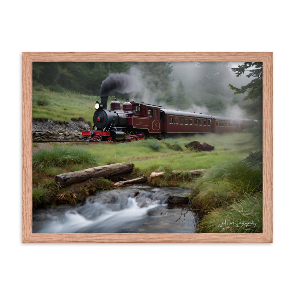 Misty Forest Train - Framed Paintography
