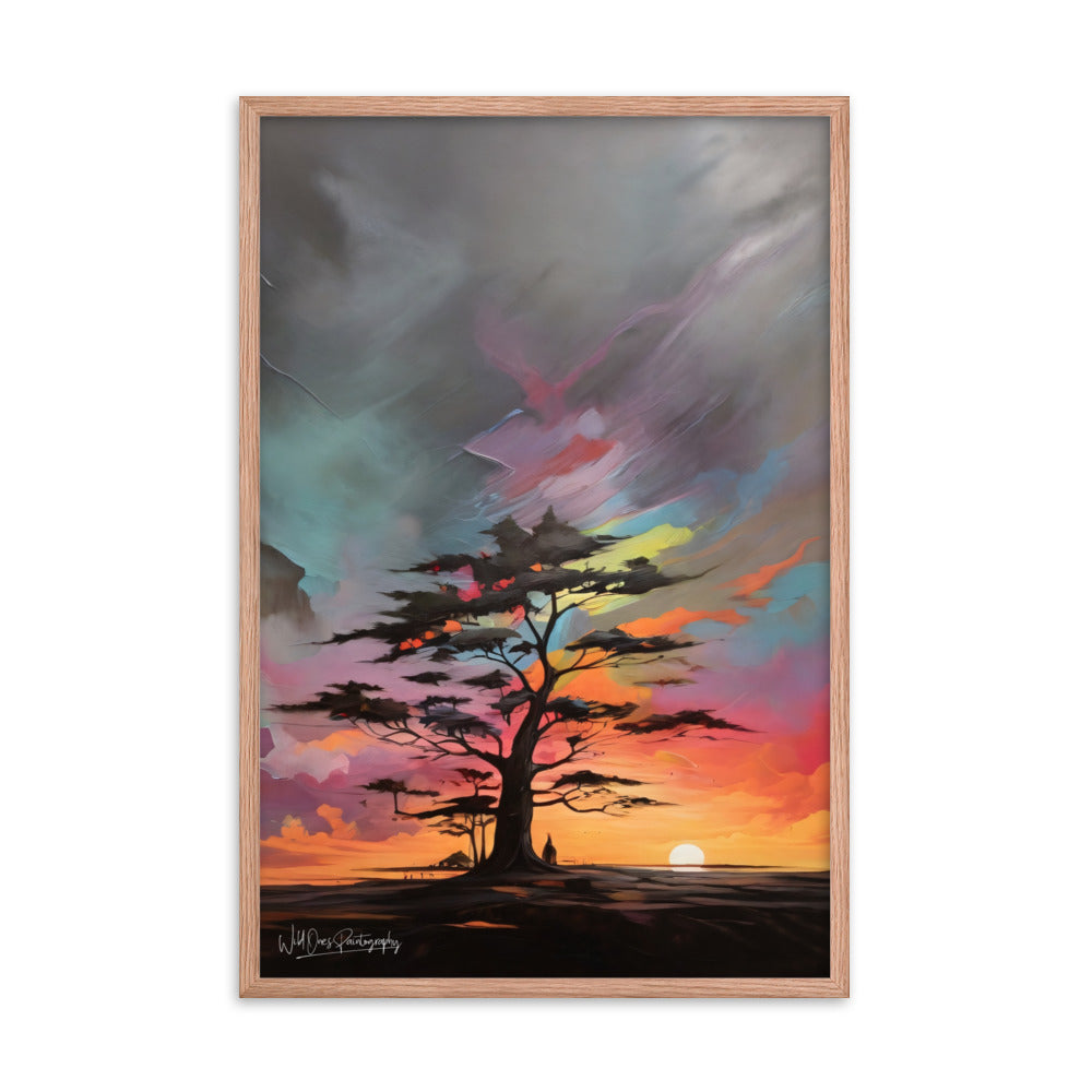 Vibrant Tree Sunset - Framed Paintography