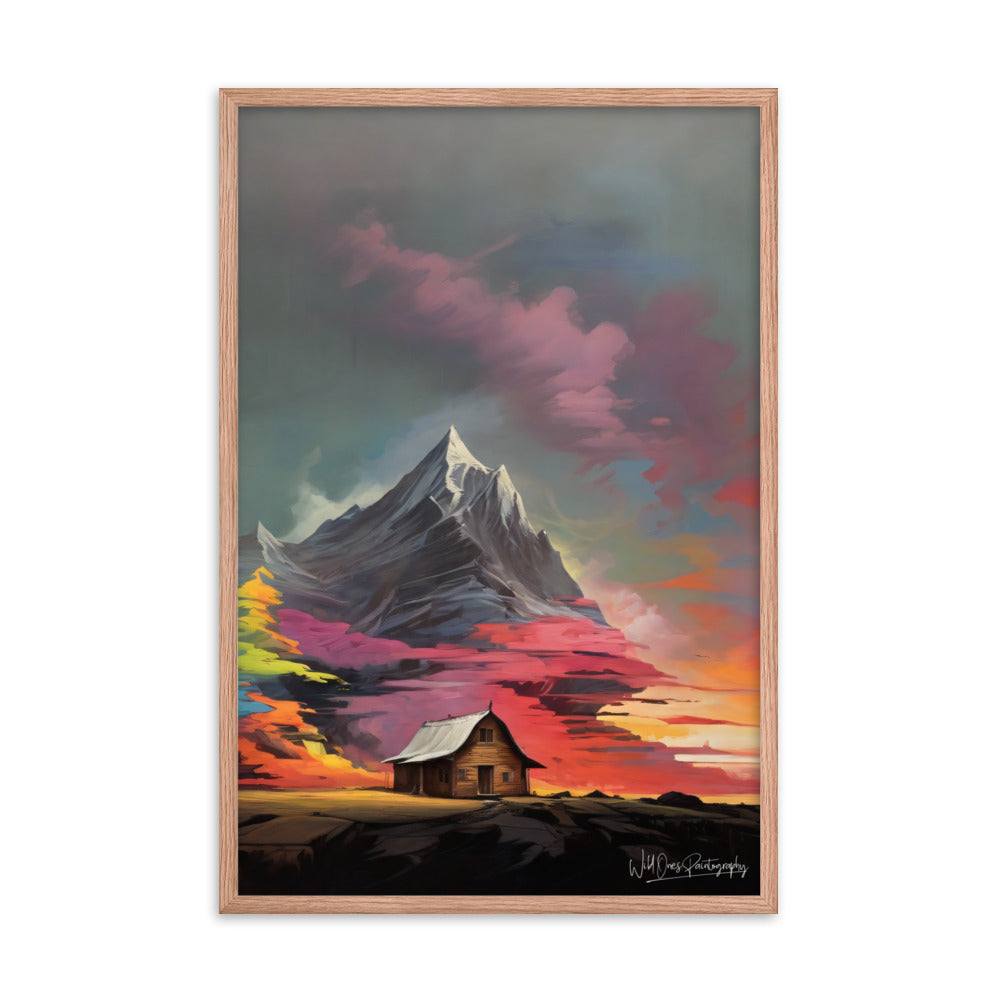 Vibrant Mountain Sunset - Framed Paintography