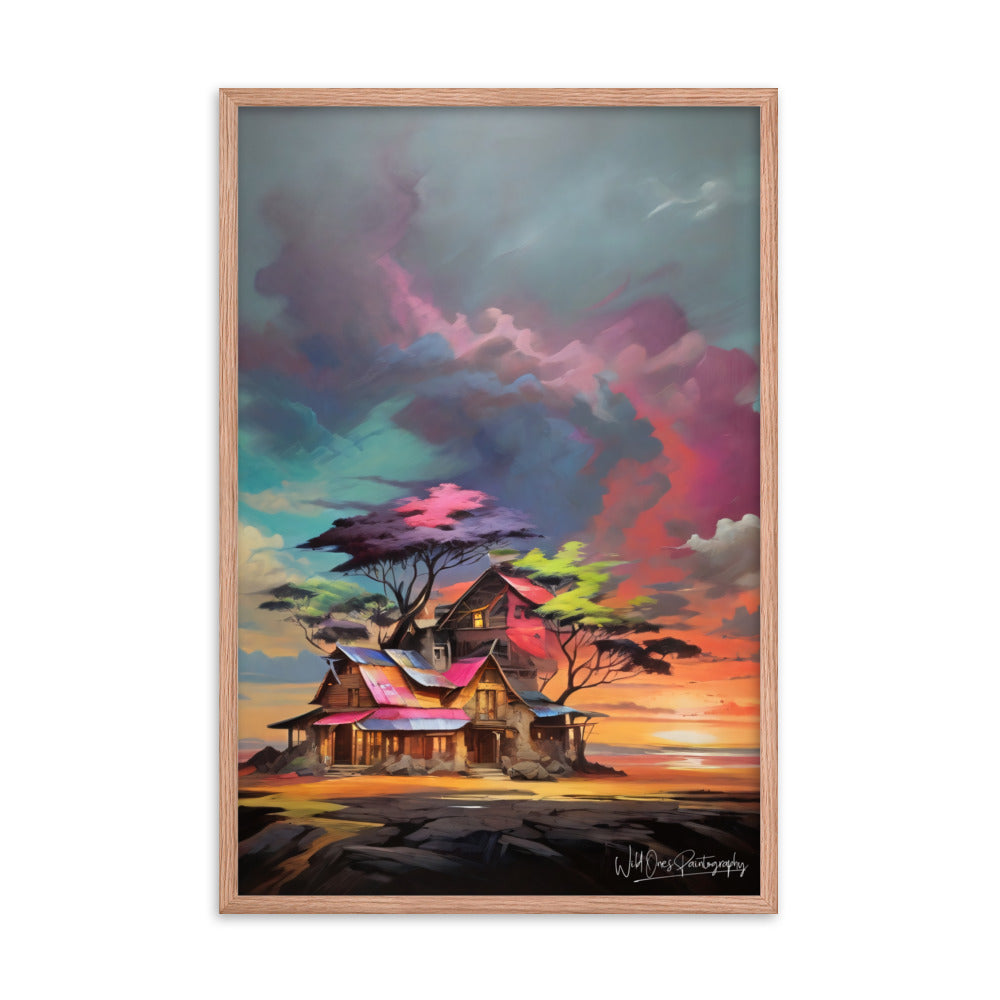 Vibrant Home Sunset - Framed Paintography