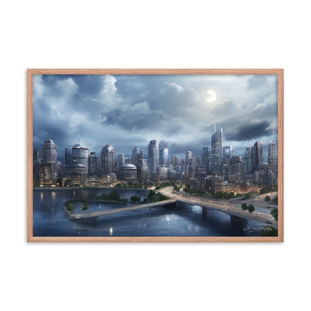Night City Landing - Framed Paintography