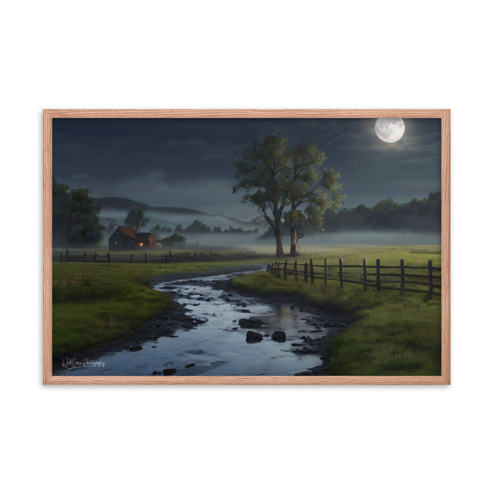 Misty Moon Creek - Framed Paintography