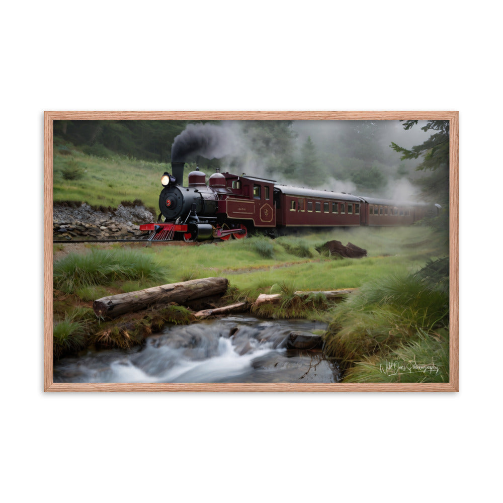 Misty Forest Train - Framed Paintography