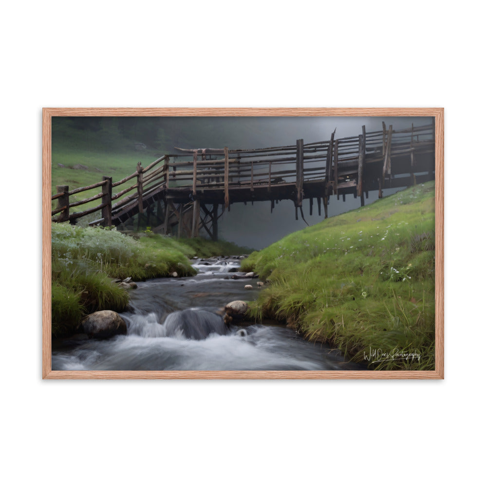 Misty Creek Bridge - Framed Paintography