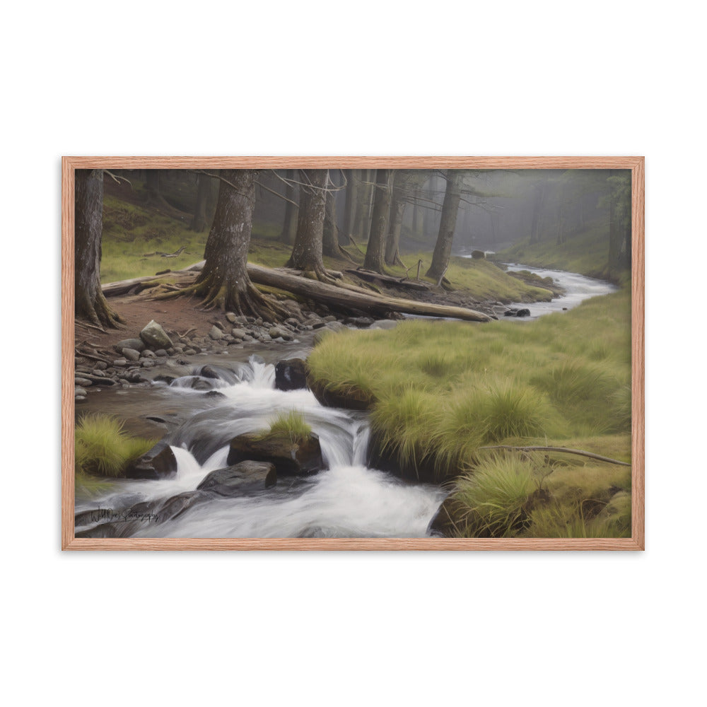 Misty Forest Creek - Framed Paintography