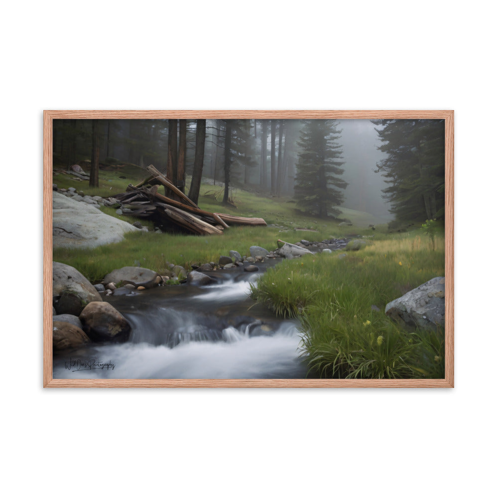Misty Woodland Stream - Framed Paintography