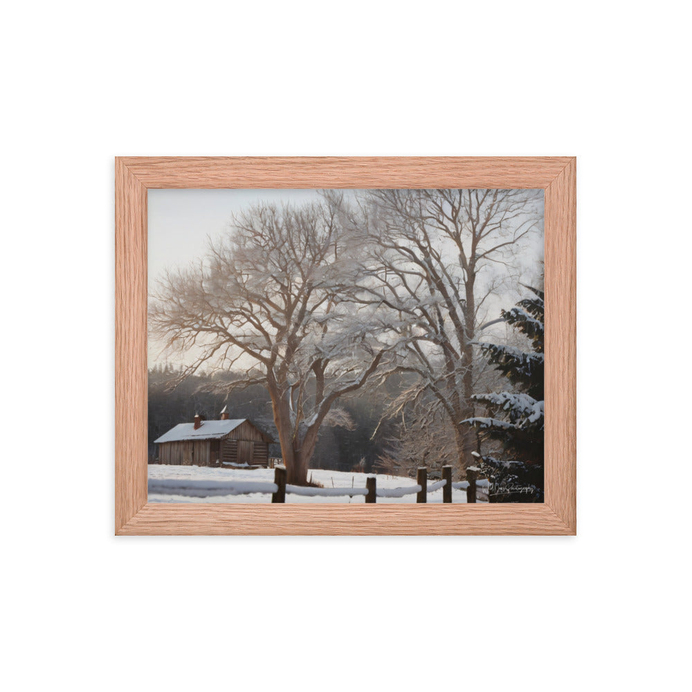 Winter Wonder Cabin - Framed Paintography