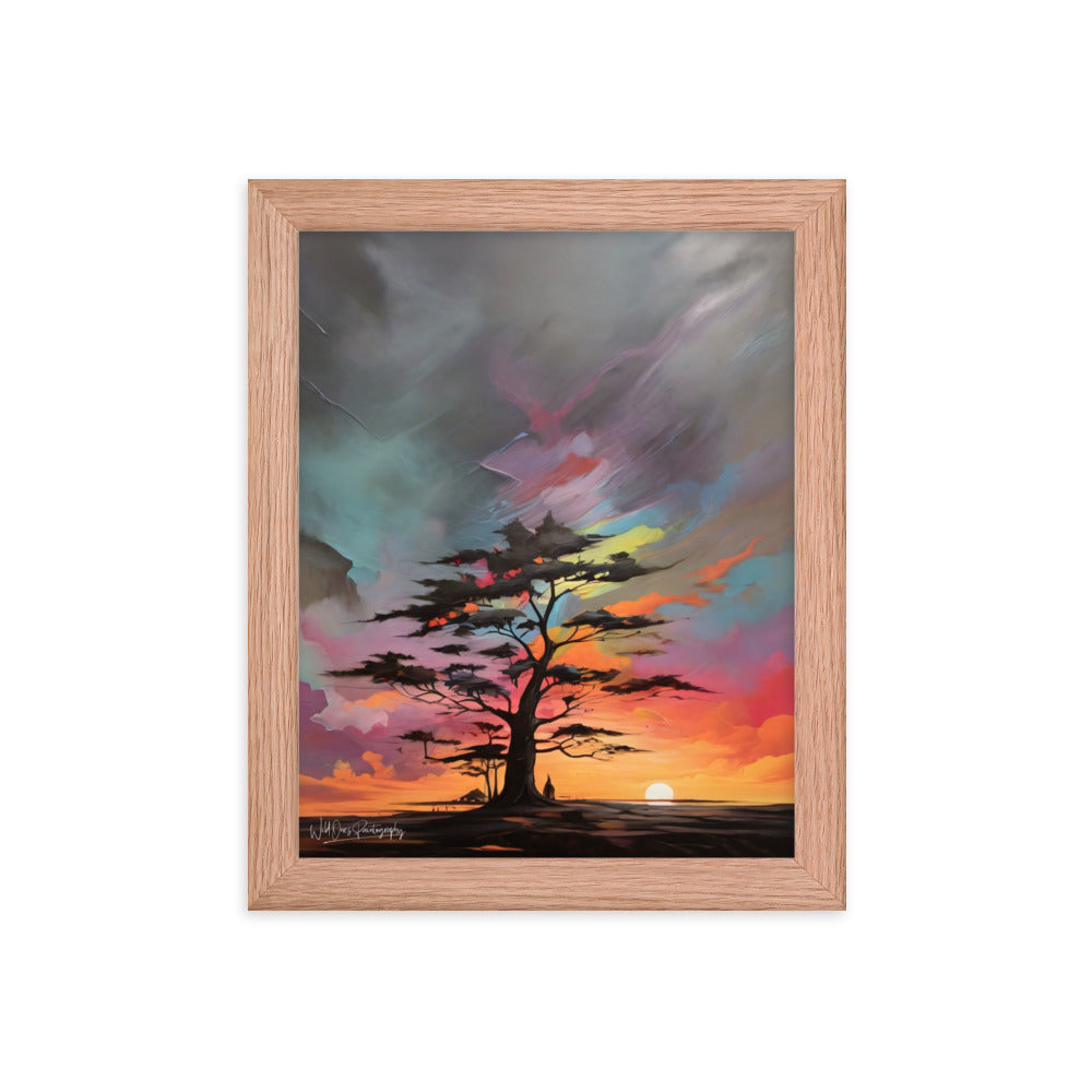 Vibrant Tree Sunset - Framed Paintography