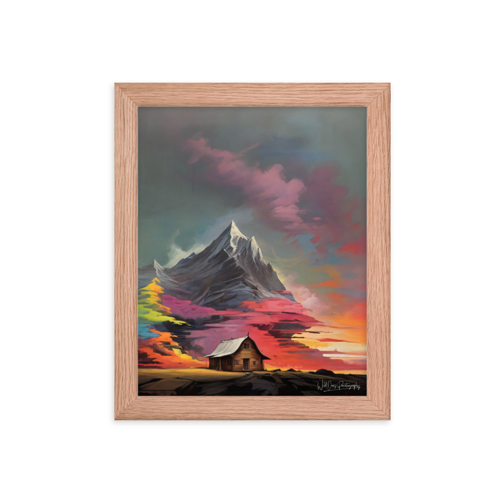 Vibrant Mountain Sunset - Framed Paintography
