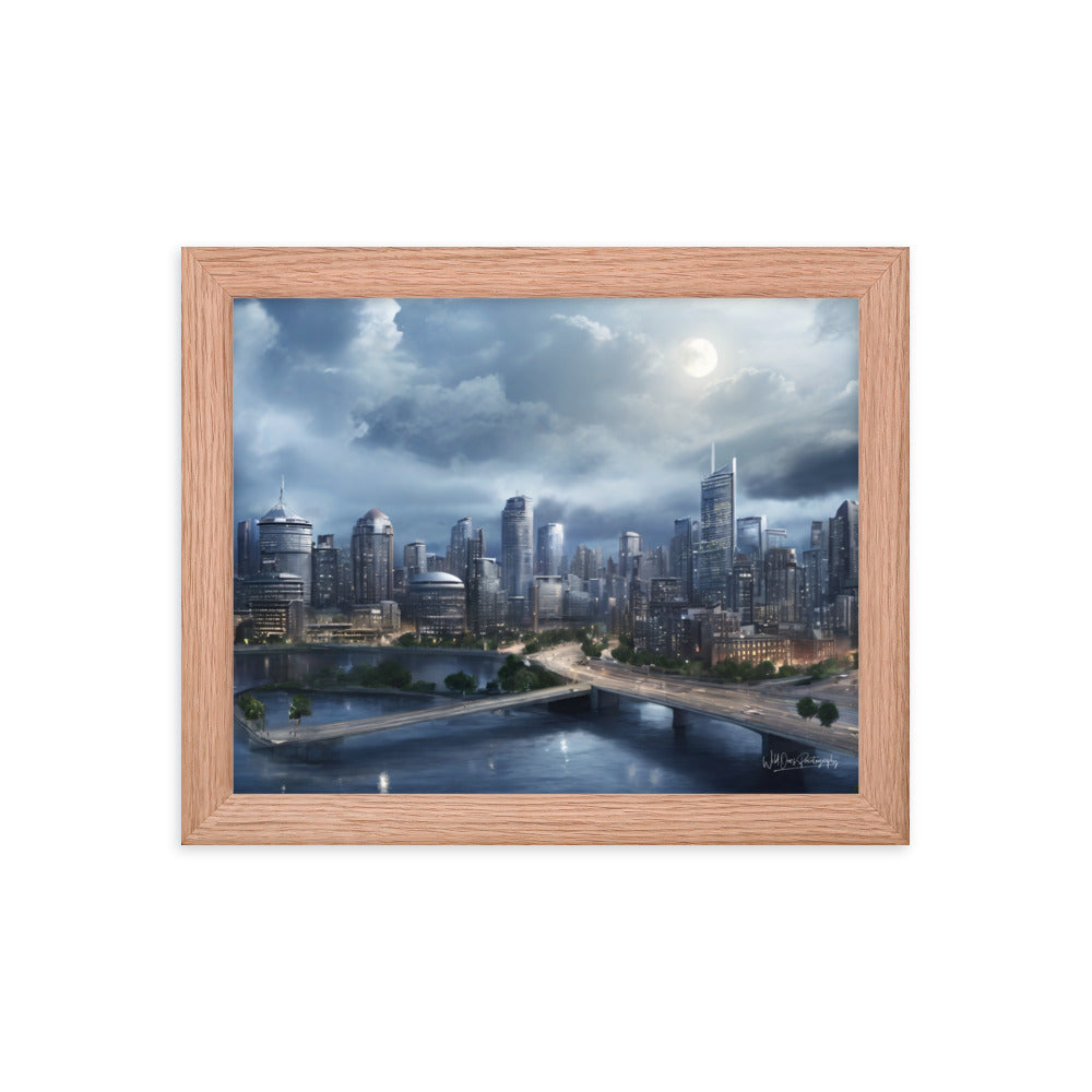 Night City Landing - Framed Paintography