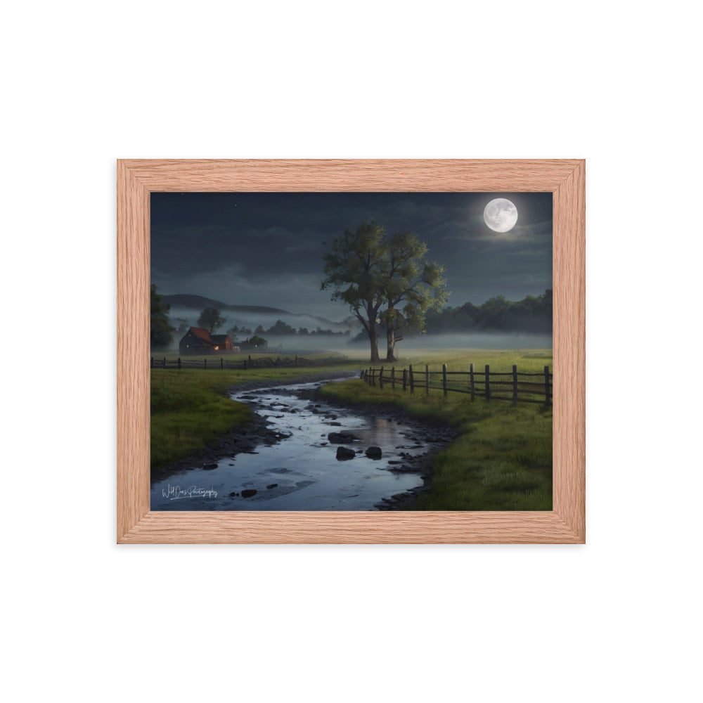 Misty Moon Creek - Framed Paintography