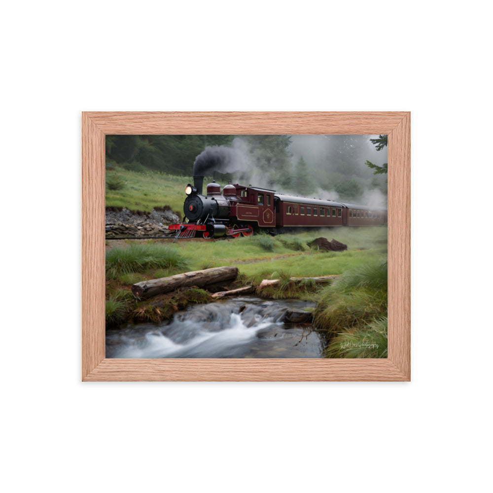 Misty Forest Train - Framed Paintography