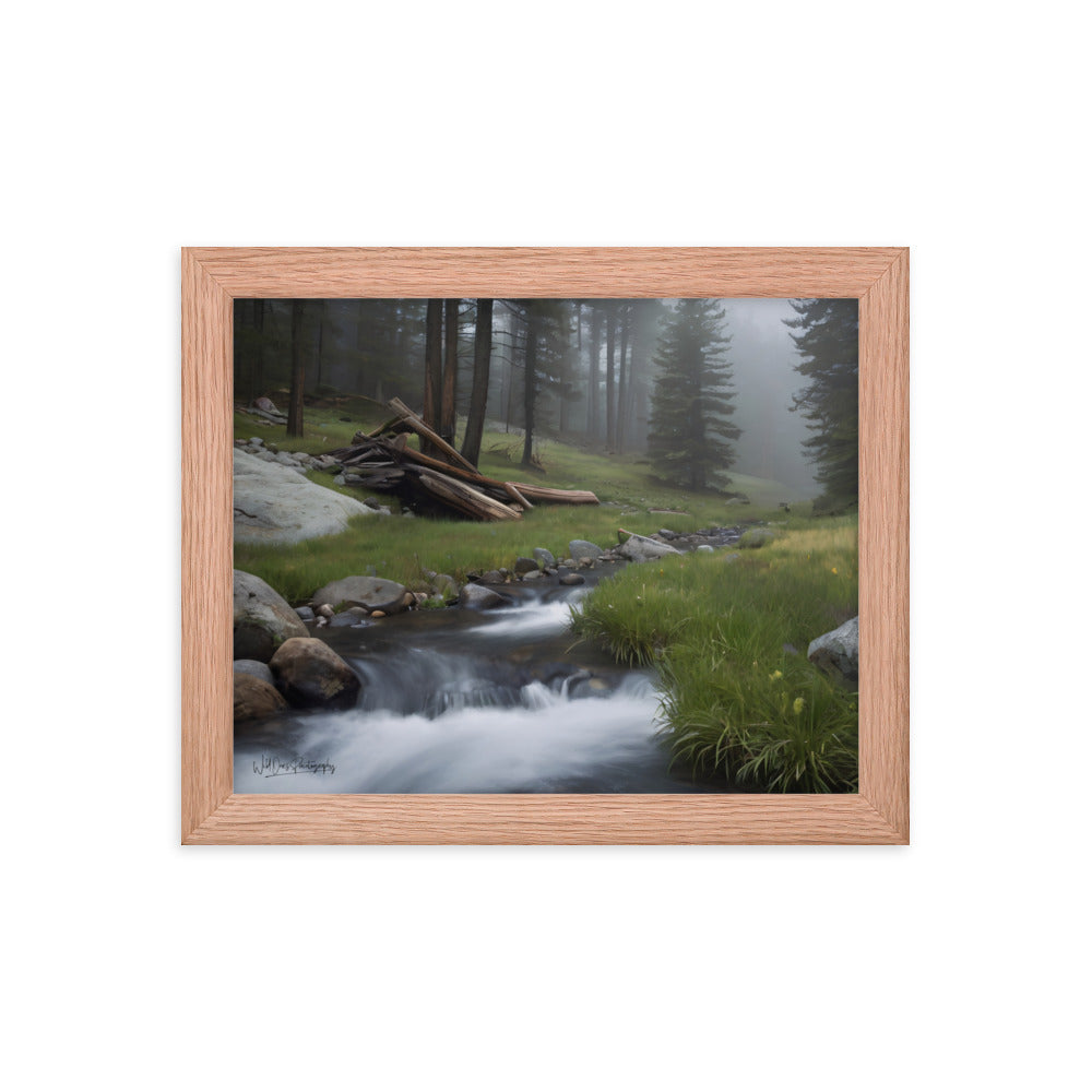 Misty Woodland Stream - Framed Paintography