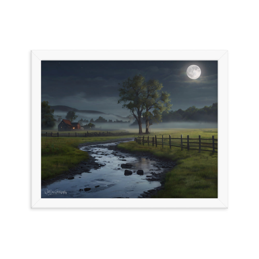 Misty Moon Creek - Framed Paintography
