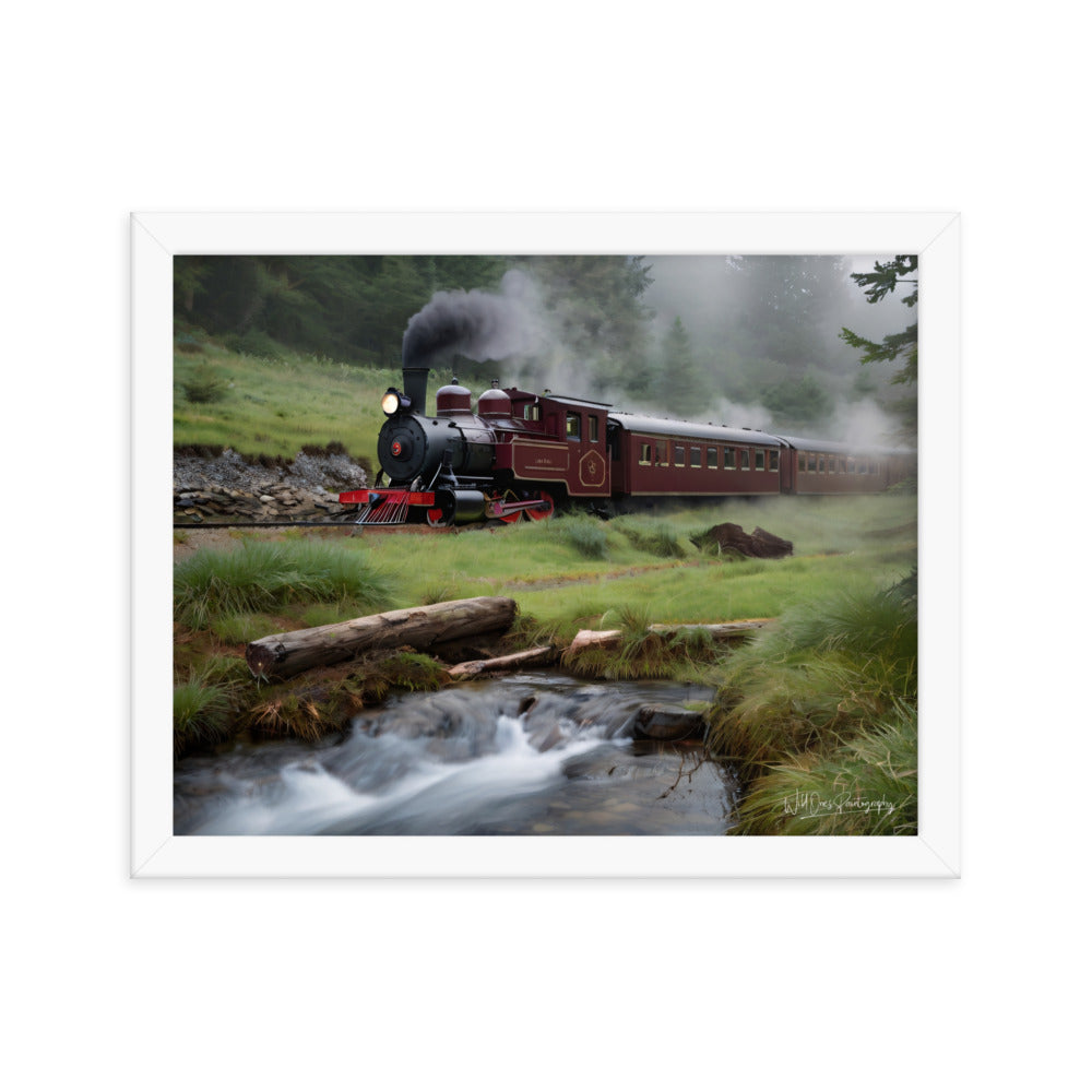 Misty Forest Train - Framed Paintography