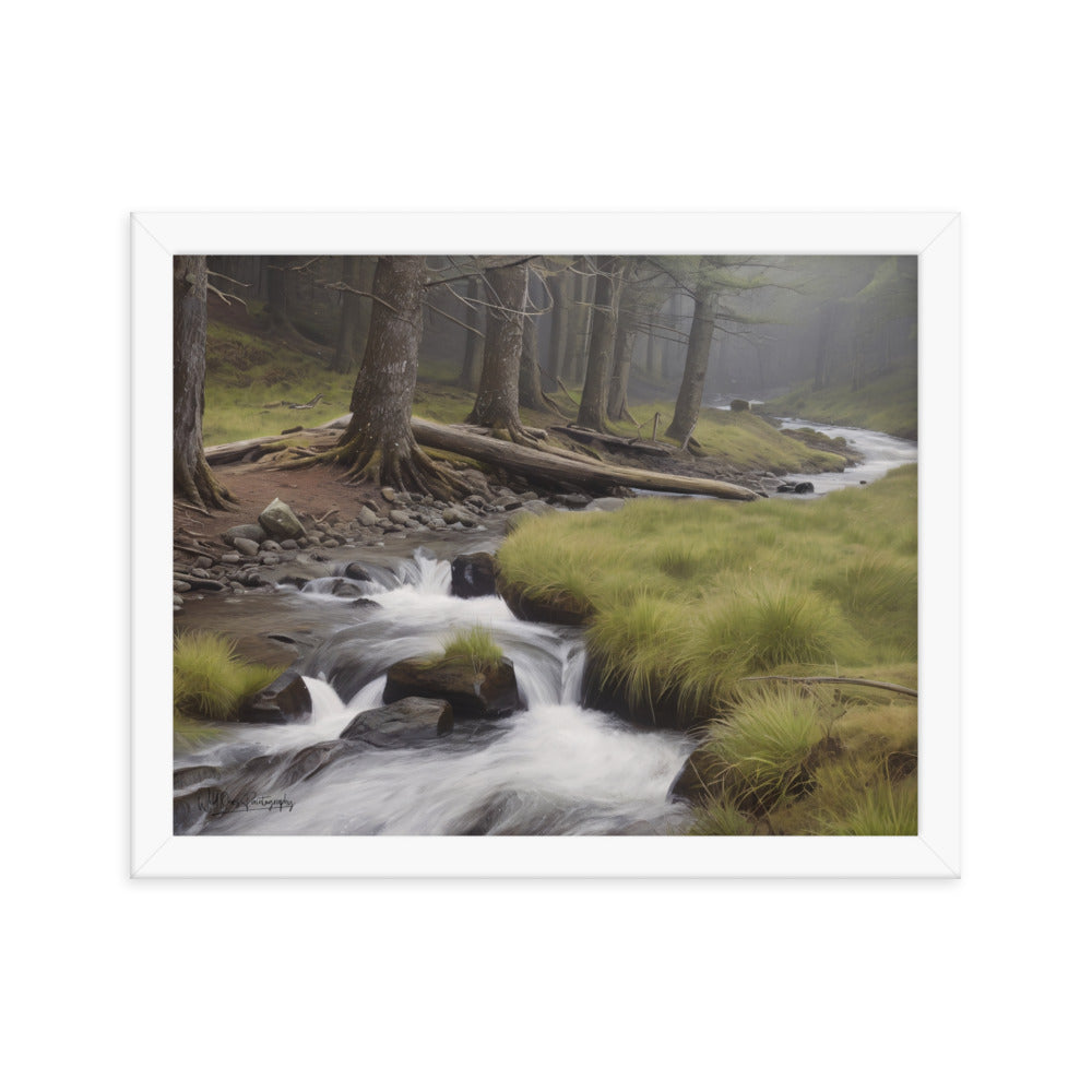 Misty Forest Creek - Framed Paintography
